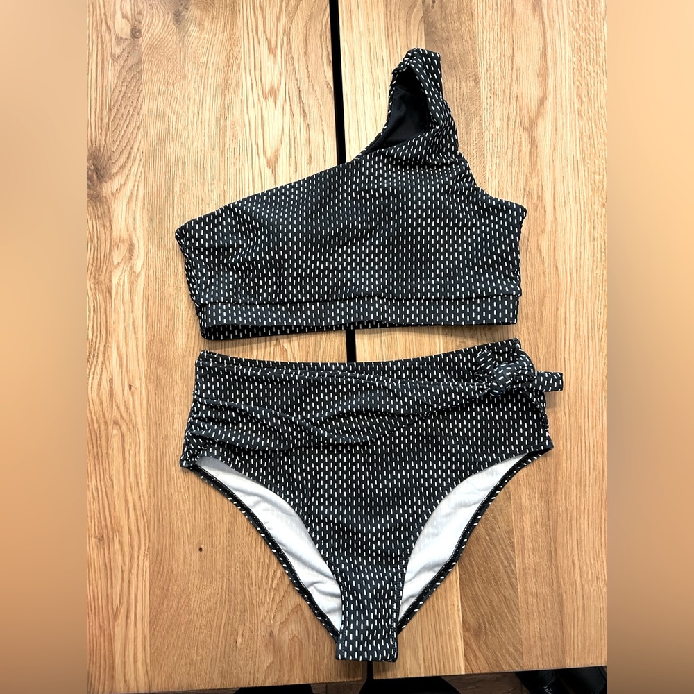 One Shoulder Polka Dot Bikini - Small